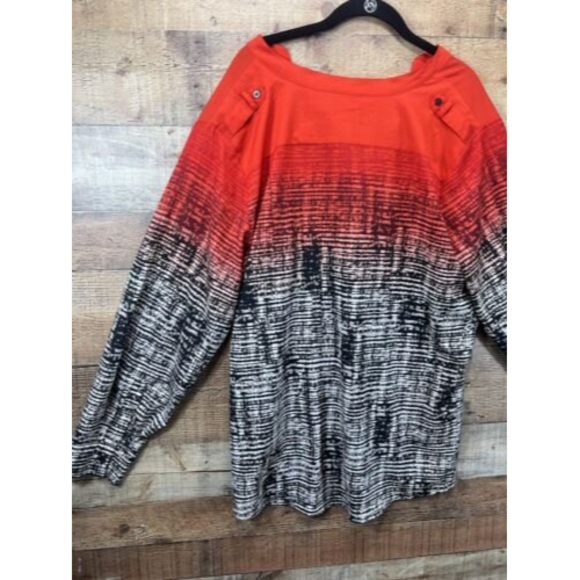 Calvin Klein Red and Black Button-Up Blouse - Picture 11 of 12